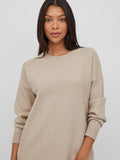 Jurken - Violivie O-Neck L/S Knit Midi Dress van Vila